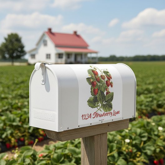 Aardbeien sticker voor op de brievenbus