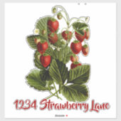Aardbeien sticker voor op de brievenbus (Vel)