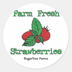 Aardbeien Stickers - Boerderij Verse Aardbeien