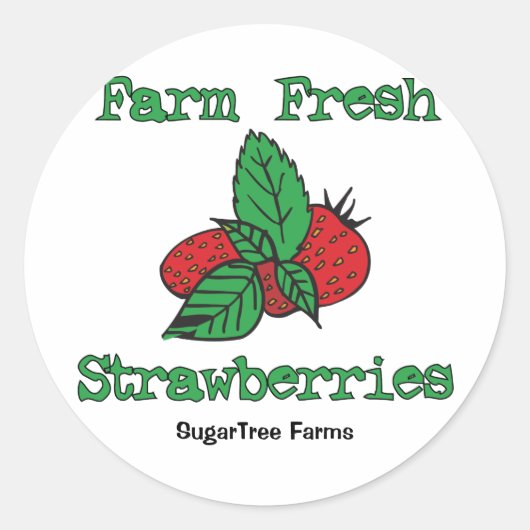 Aardbeien Stickers - Boerderij Verse Aardbeien (Voorkant)