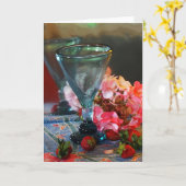 "Aardbeien" Stilleven met bril en bloemen Kaart (Gele Bloem)