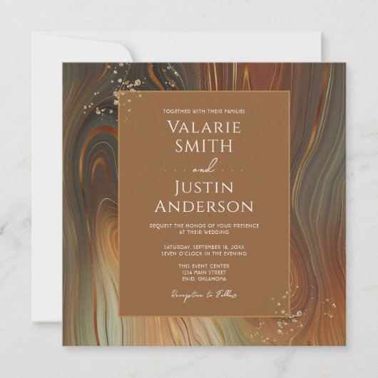 Aardbeien Stone Agate Wedding Kaart (Voorkant)