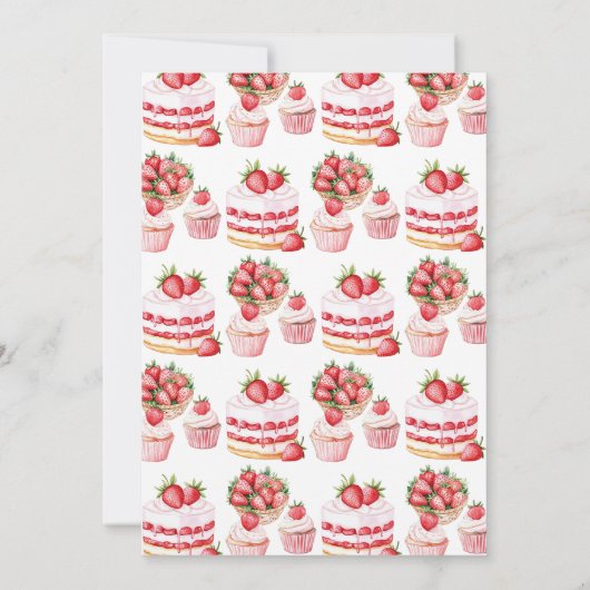 Aardbeien Taart Verjaardag Kaart (Achterkant)