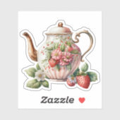 Aardbeien Teapot Sticker (Vel)