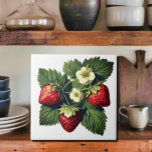 aardbeien tegeltje<br><div class="desc">Heerlijk uitziende aardbeien met groene bladeren en witte bloemen. Aantrekkelijke  graphics stralen alle plezier en plezier van de zomers U kunt de achtergrondkleur veranderen . ( Customize / Edit / background ) Design van Canva AI en Alma Wad,  de menselijke designer.</div>