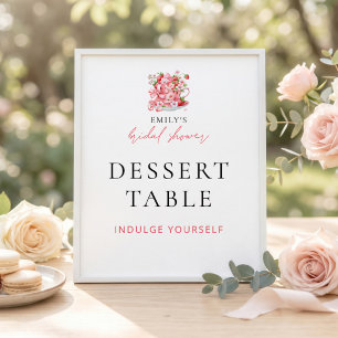 Aardbeien Theekopje Dessert Tafel Bruiloft Borrel  Poster