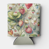  aardbeien tuin botanische Waterverf Blikjeskoeler (Voorkant)