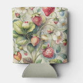  aardbeien tuin botanische Waterverf Blikjeskoeler (Achterkant)