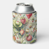  aardbeien tuin botanische Waterverf Blikjeskoeler (Blikje Achterkant)