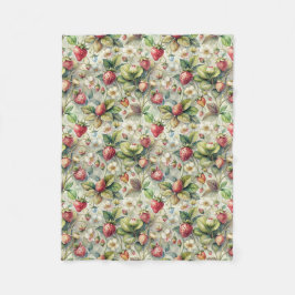  aardbeien tuin botanische Waterverf Fleece Deken