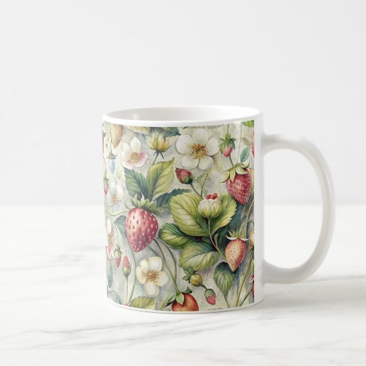  aardbeien tuin botanische Waterverf Koffiemok (Rechts)