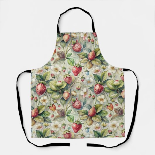  aardbeien tuin botanische Waterverf Schort (Voorkant)