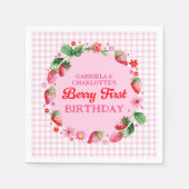 Aardbeien Twin Sisters Joint Berry 1e Verjaardag Servet (Voorkant)