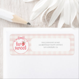 Aardbeien Two Sweet 2de verjaardagsadres Etiket