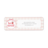 Aardbeien Two Sweet 2de verjaardagsadres Etiket (Voorkant)