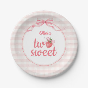 Aardbeien Two Sweet 2e verjaardag Papieren Bordje