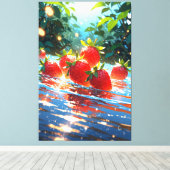 Aardbeien uitgerekt canvas Print (Insitu (Houten vloer))