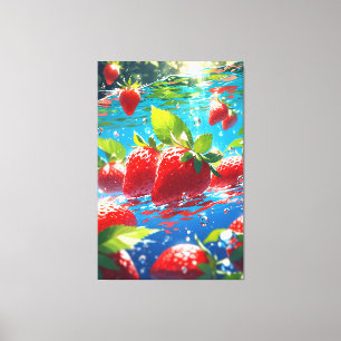 Aardbeien uitgerekt canvas Print