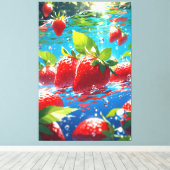 Aardbeien uitgerekt canvas Print (Insitu (Houten vloer))