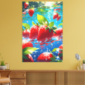 Aardbeien uitgerekt canvas Print (Insitu (Woonkamer))