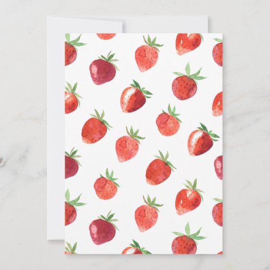 Aardbeien uitnodigen, Berry Eerste Verjaardag Uitn Kaart (Achterkant)