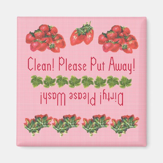 Aardbeien vaatwasmachine magneet (Voorkant)