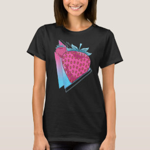 aardbeien Vaporwave Red Berry Summer Fruit Stra T-shirt