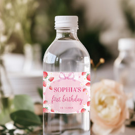 Aardbeien Verjaardag Bes Eerste Fleslabel Waterfles Etiket