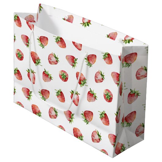 Aardbeien Verjaardag Groot Cadeauzakje (Voorkant Gekanteld)