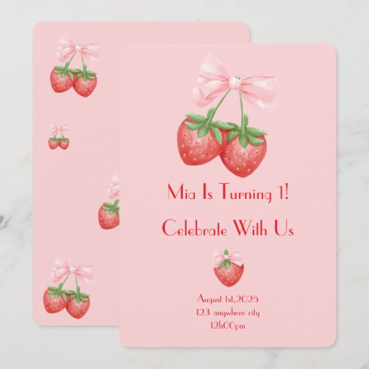 aardbeien verjaardag kaart (Voorkant / Achterkant)