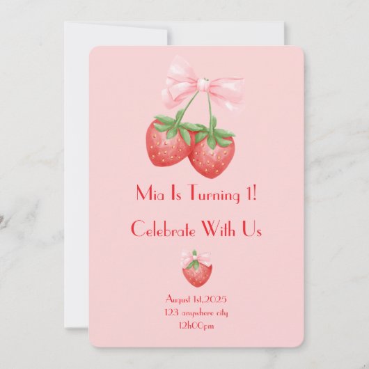 aardbeien verjaardag kaart (Voorkant)