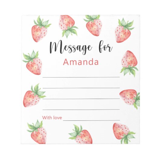 Aardbeien verjaardag tijd capsule bericht notitieblok (Voorkant)