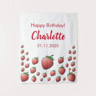 Aardbeien Verjaardag Wandtapijt Wandkleed