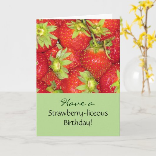 Aardbeien Verjaardag Wenskaart Kaart (Gele Bloem)
