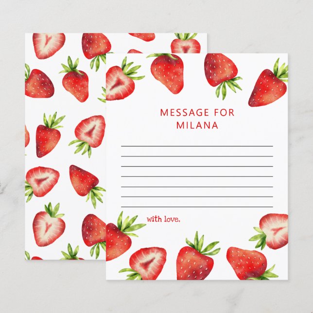 Aardbeien verjaardagsdagsdagsdagskaart voor de ops (Voorkant / Achterkant)
