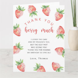 Aardbeien verjaardagsfeest dank je wel heel veel bedankkaart