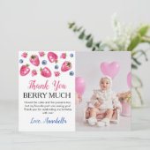Aardbeien Verjaardagsfeest Dankkaart Bedankkaart (Staand voorkant)