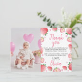 Aardbeien Verjaardagsfeest Dankkaart Bedankkaart (Staand voorkant)