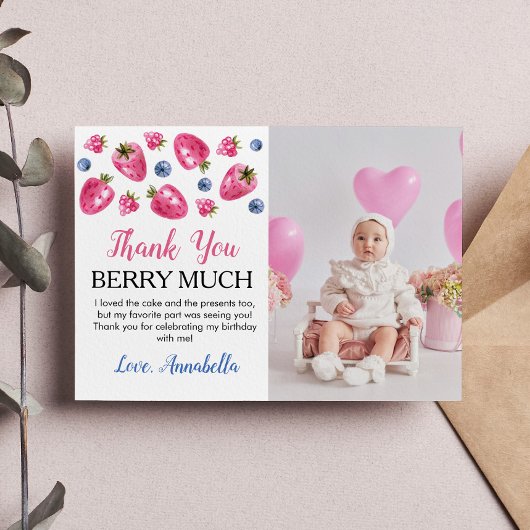 Aardbeien Verjaardagsfeest Dankkaart Bedankkaart