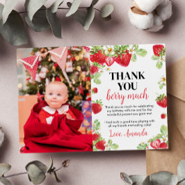 Aardbeien Verjaardagsfeest Dankkaart Bedankkaart