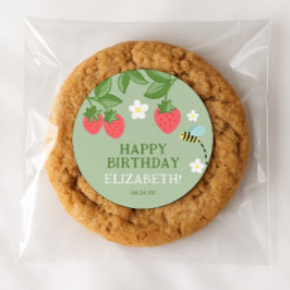 Aardbeien Verjaardagsfeest Favor Bedankt Ronde Sticker