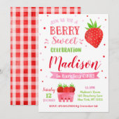 Aardbeien Verjaardagsfeest Uitnodigingen (Voorkant / Achterkant)