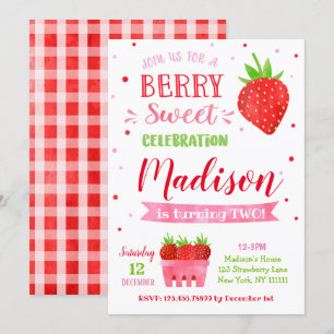 Aardbeien Verjaardagsfeest Uitnodigingen