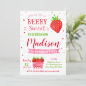 Aardbeien Verjaardagsfeest Uitnodigingen (Staand voorkant)