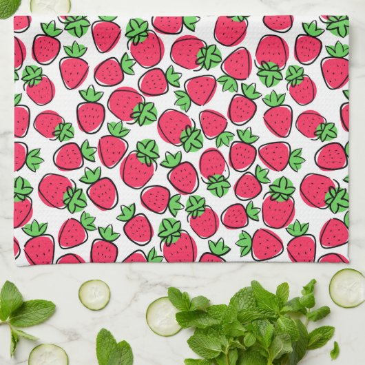 Aardbeien Verjaardagsfeestdouche Theedoek (Gevouwen)