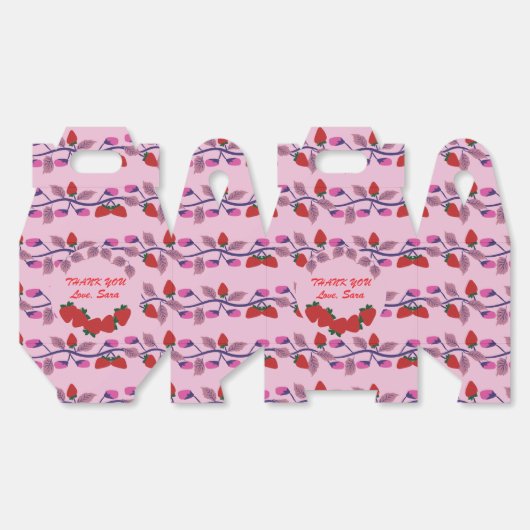 Aardbeien verjaardagsfeestje bedankdoosjes (Ongevouwen)