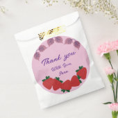 Aardbeien verjaardagsfeestje bedankzakje (Gezegeld)