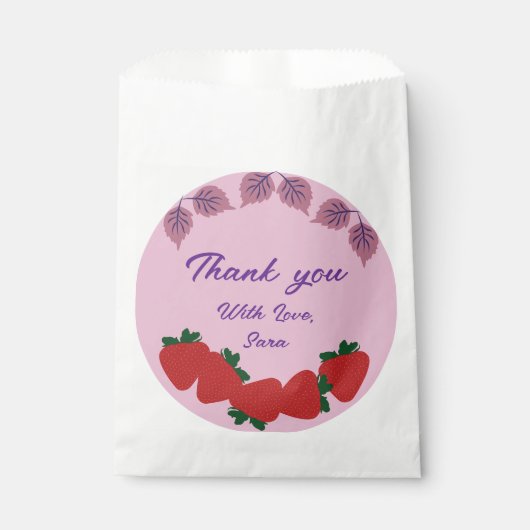 Aardbeien verjaardagsfeestje bedankzakje (Voorkant)