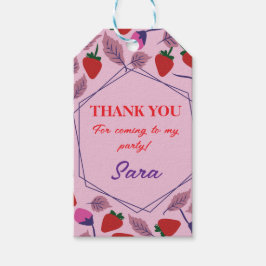 Aardbeien verjaardagsfeestje cadeaulabel