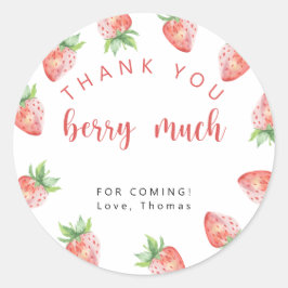 Aardbeien verjaardagsfeestje dank u bessen veel ronde sticker